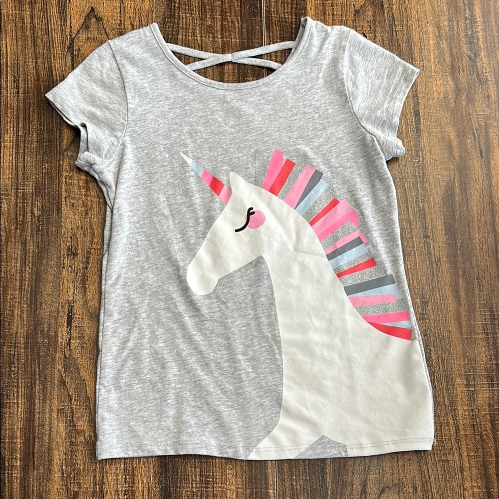 Gray Unicorn Kids T-Shirt
